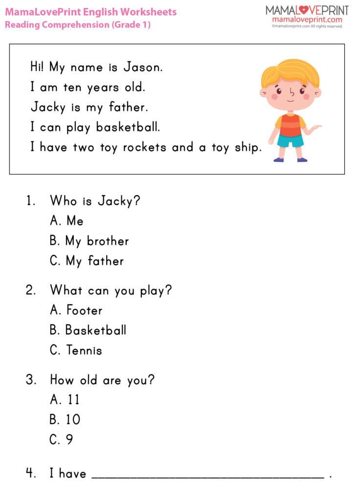 MamaLovePrint Grade 1 English Worksheets Reading Comprehension 