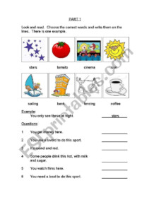 MOVERS Exam CAMBRIDGE YLE set 1 ESL Worksheet By SMGio