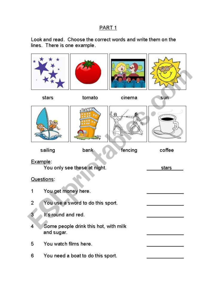 MOVERS Exam CAMBRIDGE YLE set 1 ESL Worksheet By SMGio