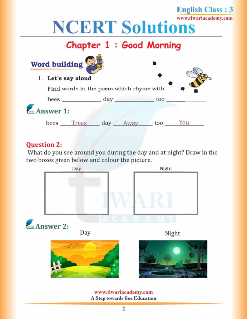 NCERT Solutions For Class 3 English Santoor Chapter 1 Colours