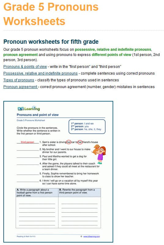 New Grade 5 Grammar Worksheets K5 Learning