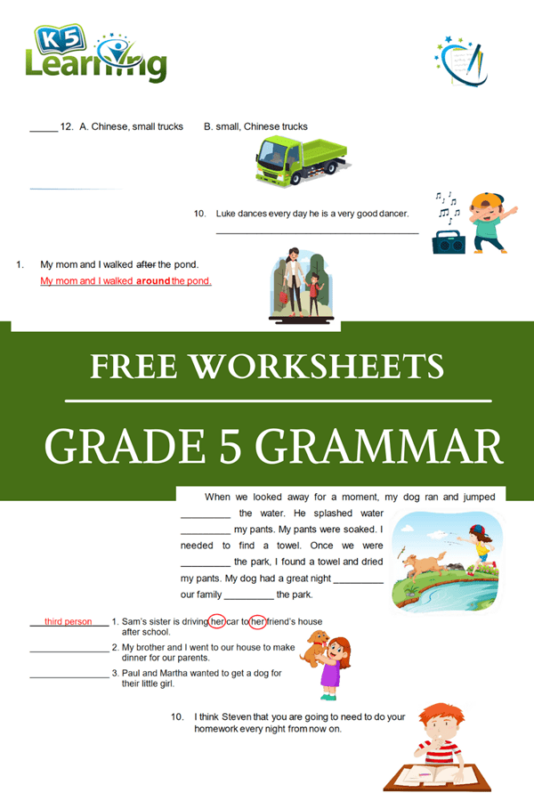 New Grade 5 Grammar Worksheets K5 Learning