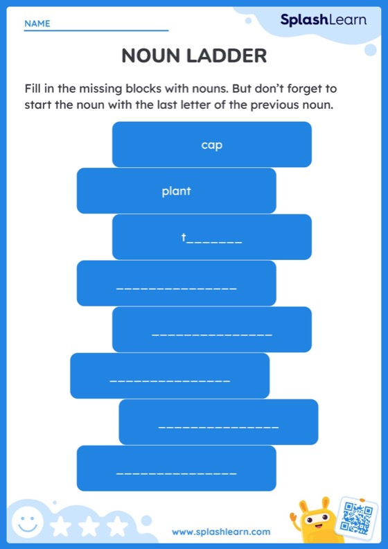 Noun Ladder Worksheet