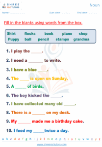 Noun Worksheets For Grade 2 English Shree Rsc Tutors
