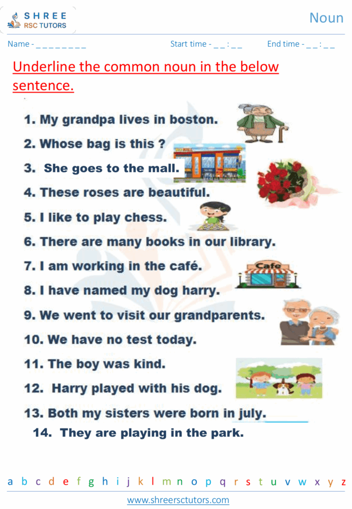 Noun Worksheets For Grade 2 English Shree Rsc Tutors