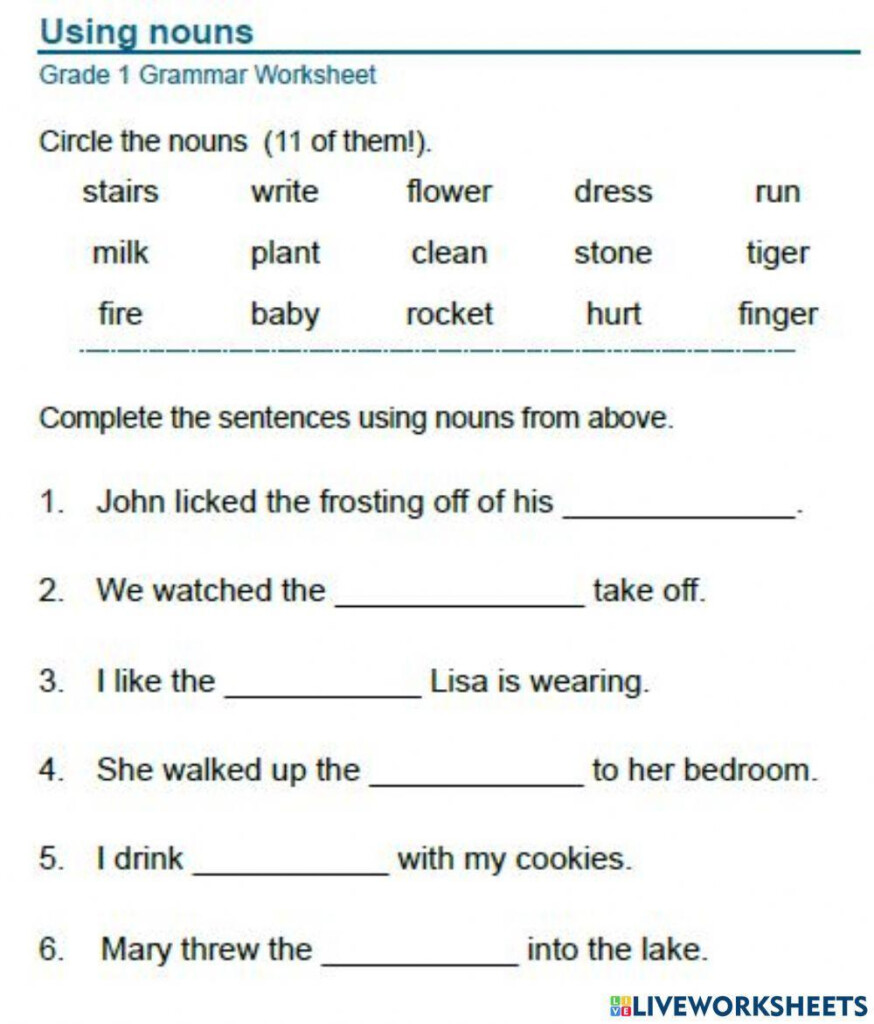 Nouns Online Exercise For Grade 3 Live Worksheets Worksheets Library