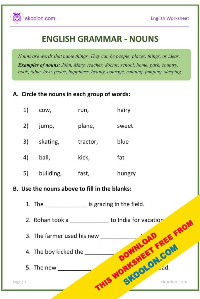 Nouns Worksheet 6 Skoolon
