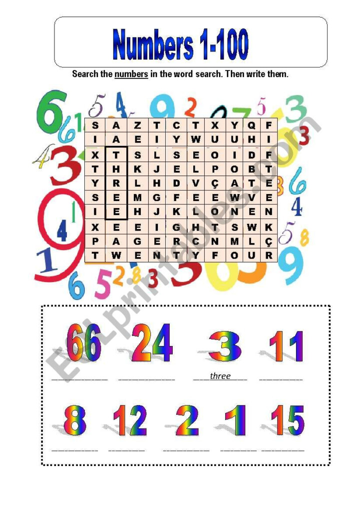 Number 1 To 100 Worksheet