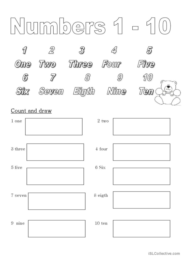 Numbers 1 10 English ESL Worksheets Pdf Doc