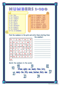 Numbers 1 100 General Gramma English ESL Worksheets Pdf Doc