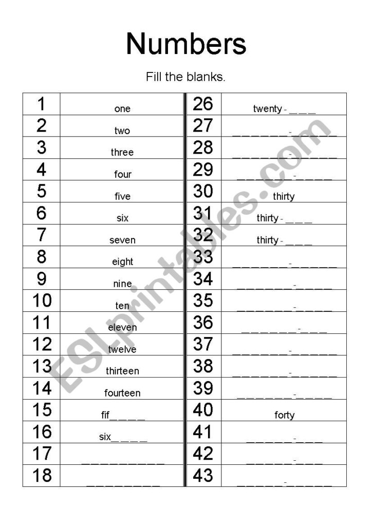 Numbers 1 To 50 ESL Worksheet By Teavi