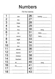 Numbers 1 To 50 ESL Worksheet By Teavi