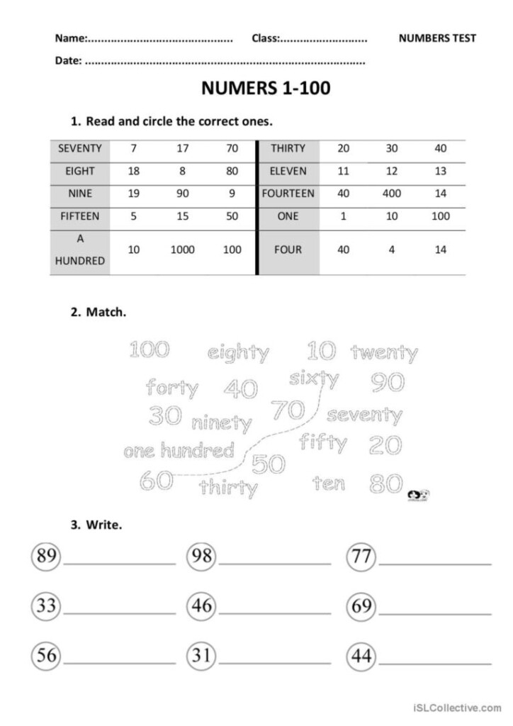 Numbers Exercises 1 100 English ESL Worksheets Pdf Doc