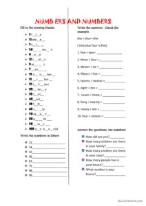 Numbers Numbers English ESL Worksheets Pdf Doc