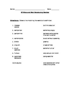 Of Mice And Men Chapter 1 Worksheet Bundle By Julianna Morgan TpT