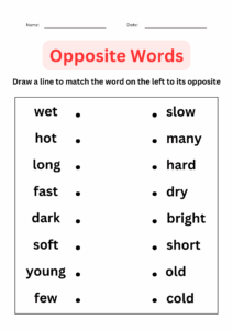 Opposite Words Worksheet For Grade 1 2 3 Made By Teachers