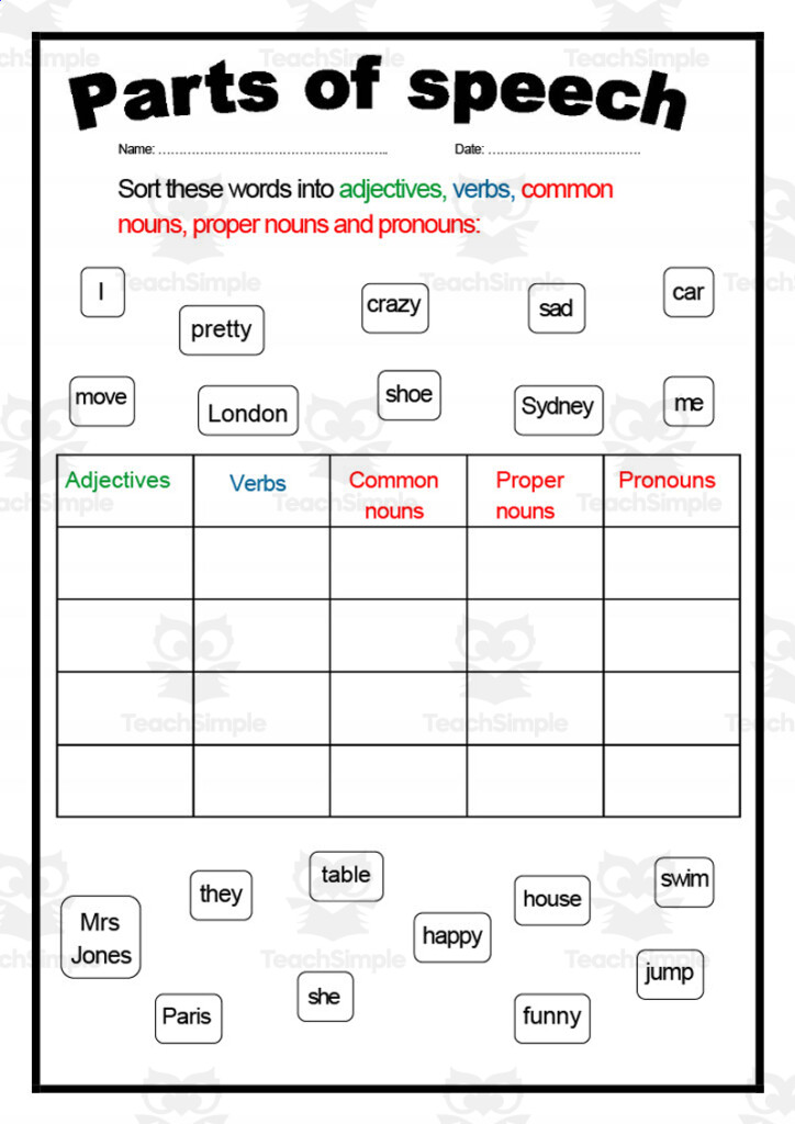 Parts Of Speech Worksheet 1 By Teach Simple