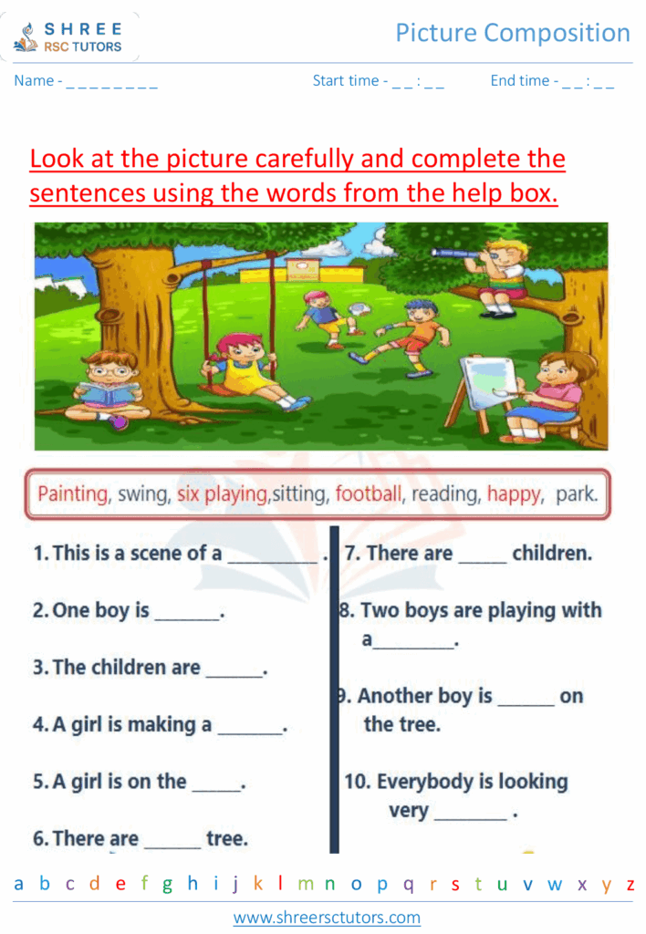 Picture Composition Worksheets For Grade 2 English Shree Rsc Tutors