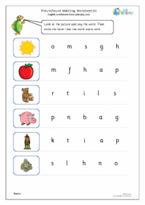 Picture Sound Matching 1 English Worksheet For Key Stage 1