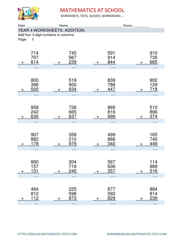 Pinenglish Maths On Year 4 Maths Worksheets And Printable Pdf 4Th 