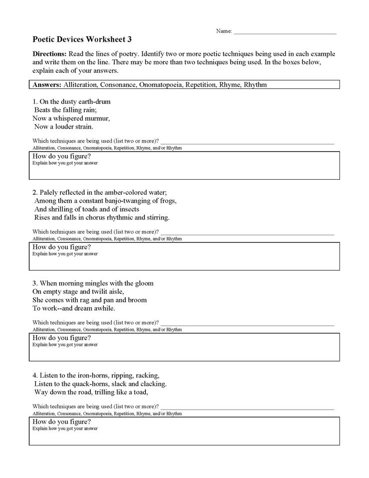 Poetic Devices Worksheet 2 Enhance Your Understanding Of Literary 