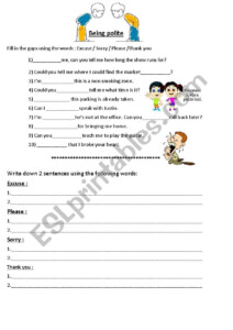 Polite Expressions manners ESL Worksheet By Jasonesl