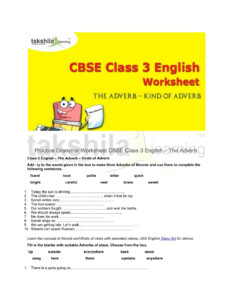 PPT Practice Grammar Worksheet For CBSE Class 3 English The Adverb