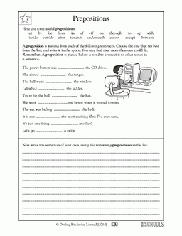 Preposityions Grade 4 English Grammar Worksheets For Grade 4 
