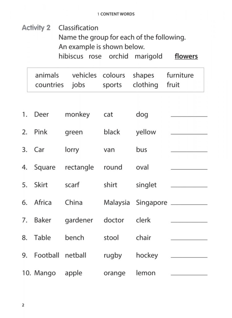 Primary 1 English Vocabulary Practice CPD Singapore Education 