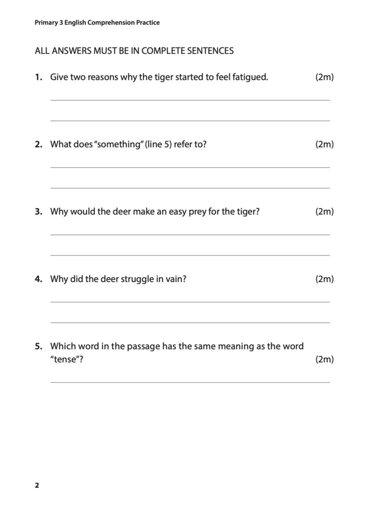 Primary 3 English Comprehension Practice CPD Singapore Education 