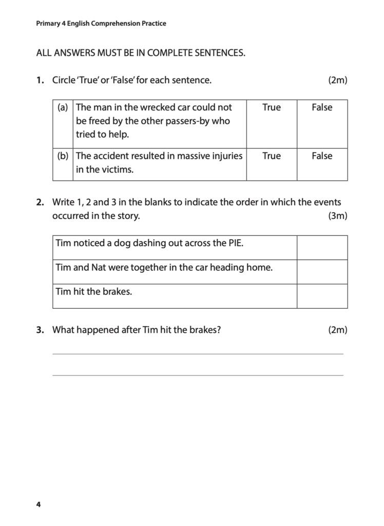 Primary 4 English Comprehension Practice CPD Singapore Education 