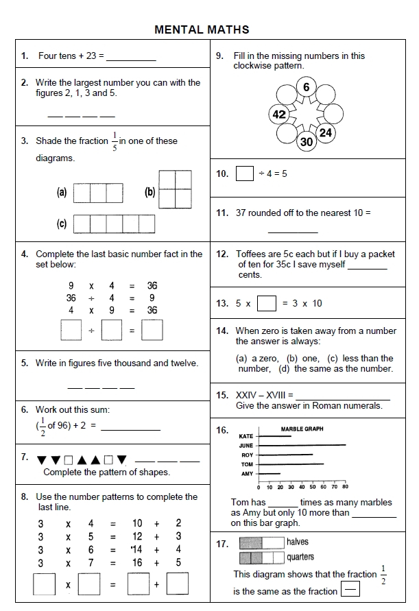 Primary 4 Math Worksheets