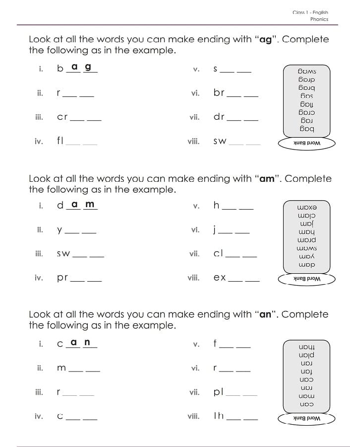 Printable Class 1 English Worksheets Free Download And Print For You 