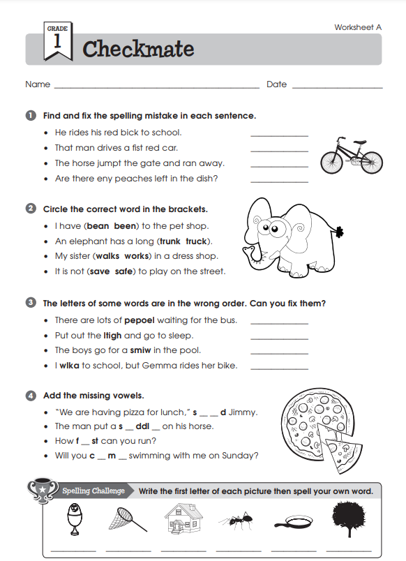 Printable English Worksheets For Class 1 With PDF Download Now