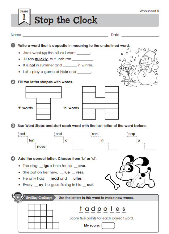 Printable English Worksheets For Class 1 With PDF Download Now