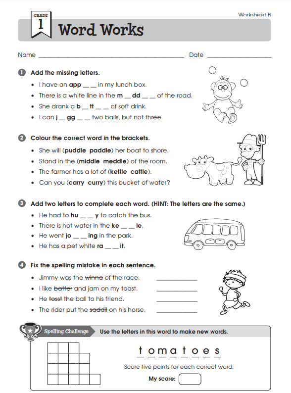 Printable English Worksheets For Class 1 With PDF Download Now
