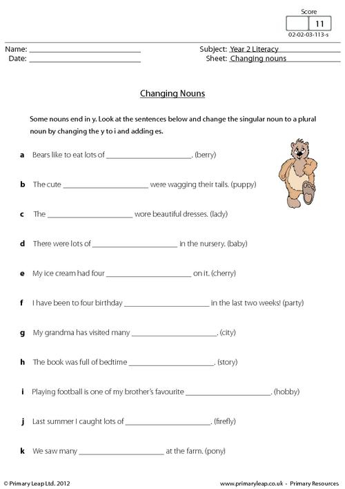 Printable English Worksheets For Year 2