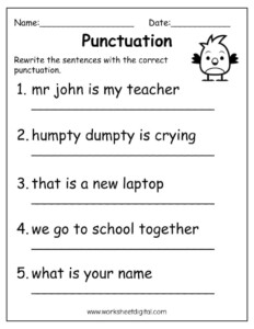 Printable Punctuation Worksheets Punctuation Practice Worksheets For