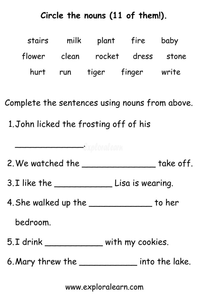 Printable Worksheets Class 1 English Grammar Free Worksheets 