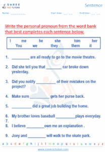 Pronoun Worksheets For Grade 4 English Shree Rsc Tutors
