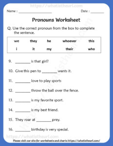 Pronouns Worksheets For Grade 4 Pronoun Worksheets English