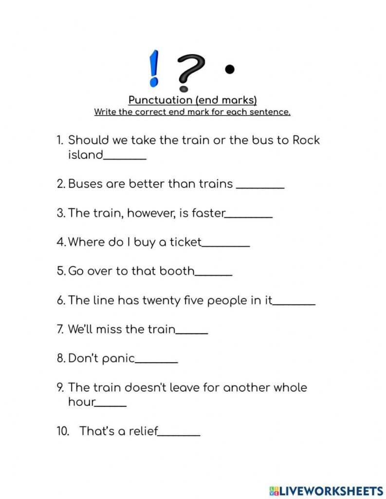 Punctuation Exercise For Grade 4 Live Worksheets Worksheets Library