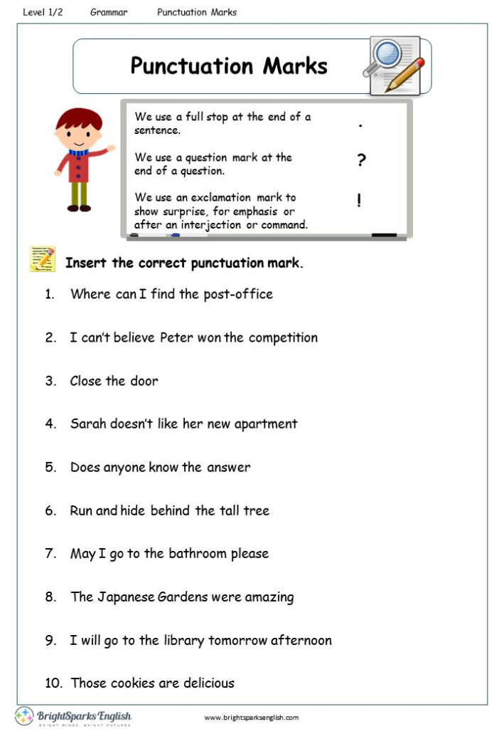 Punctuation Marks Worksheet English Treasure Trove E8D Punctuation 