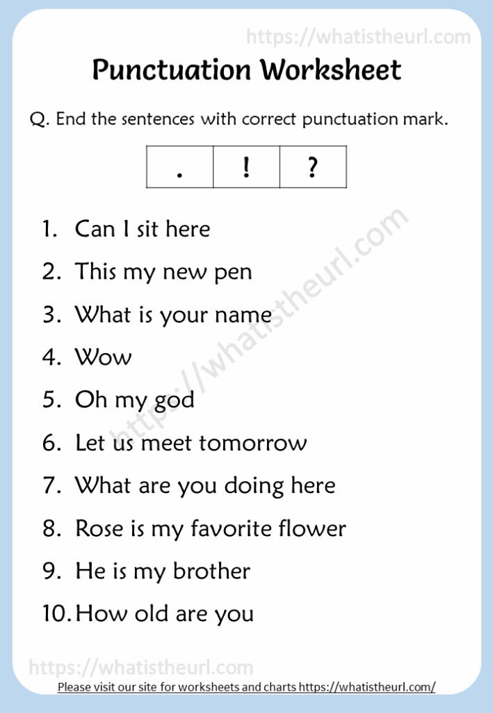 Punctuation worksheet for 2nd grade Your Home Teacher