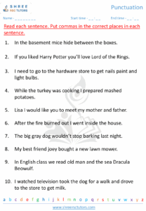 Punctuation Worksheets For Grade 3 English Shree Rsc Tutors