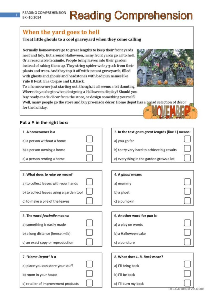 Reading Comprehension 4 Reading For English ESL Worksheets Pdf Doc