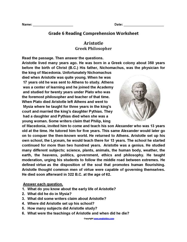 Reading Comprehension 6th Grade Pdf
