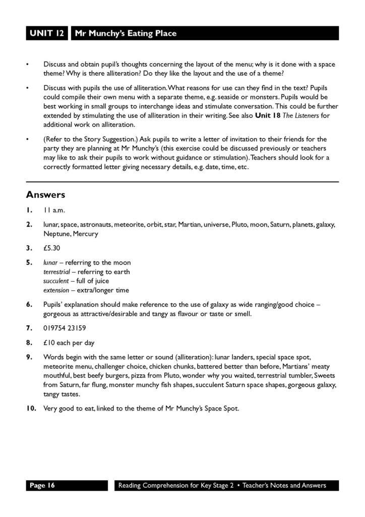 Reading Comprehension For Key Stage 2 Classroom Resources At Schofield 
