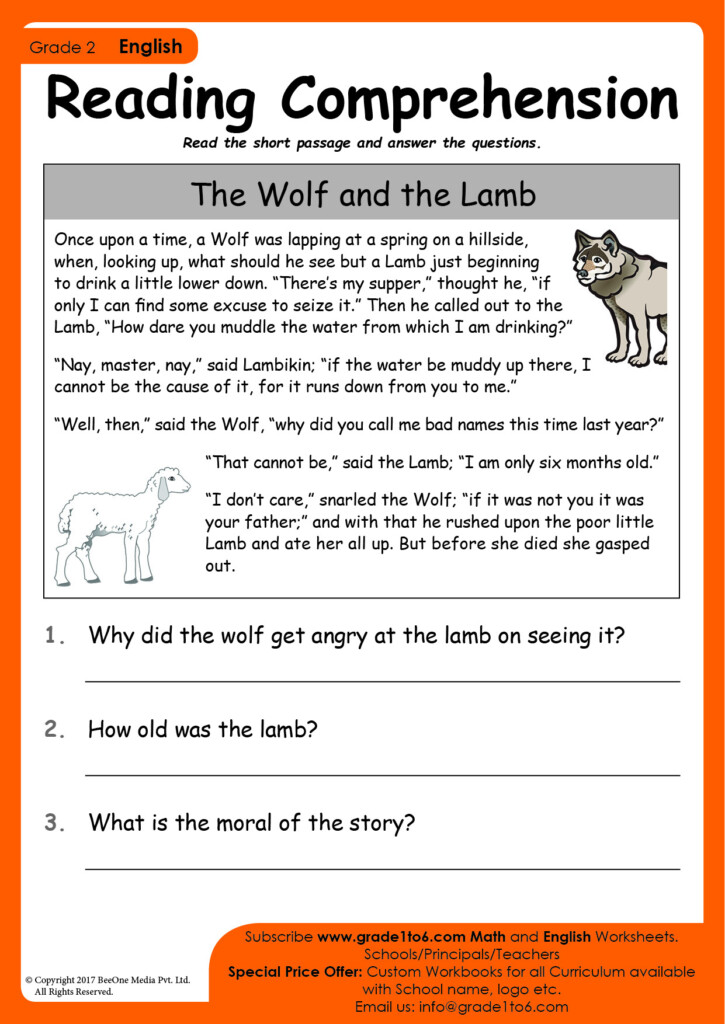 Reading Comprehension Grade 2 Grade1to6