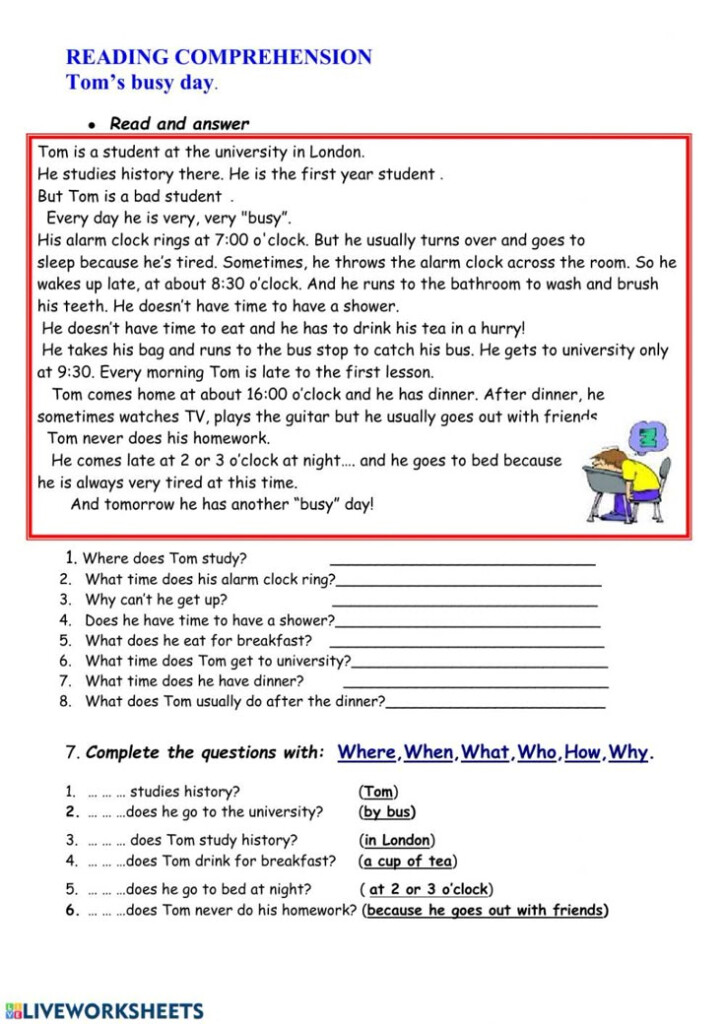 Reading Comprehension Online Worksheet For Grade 5 You Can Do The 